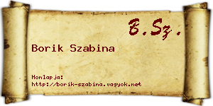 Borik Szabina névjegykártya